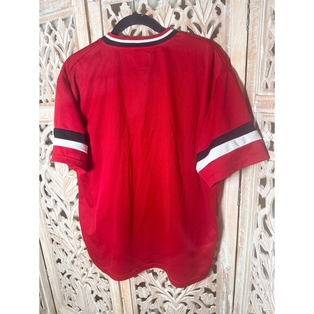 Snowcap Canada Jersey Mens XXL Red Black White Striped Embroidered V-Neck Mesh - Picture 6 of 8